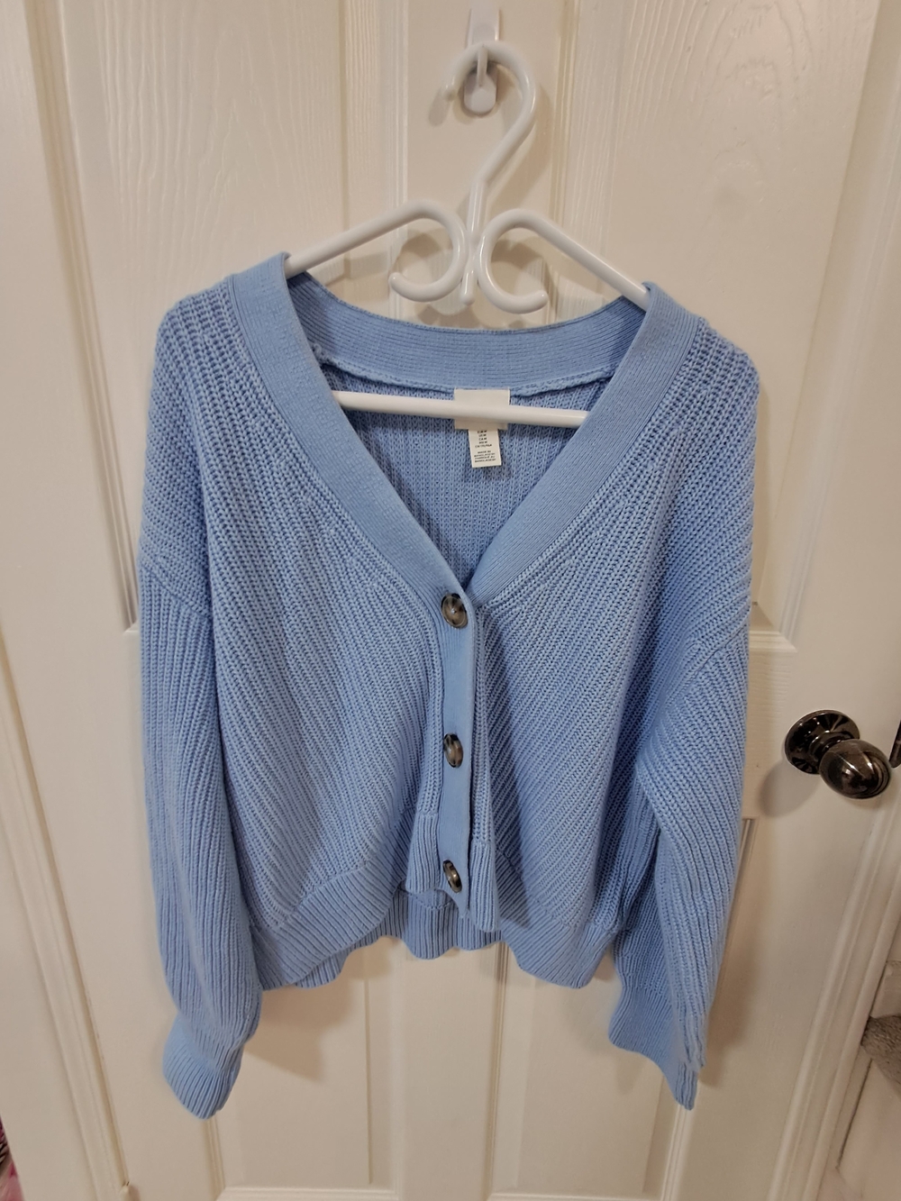 H & M Light Blue V-Neck Button Cardigan Sweater